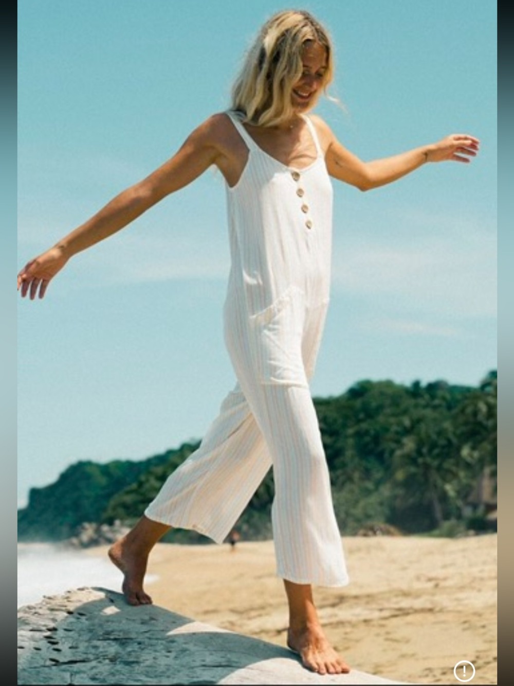 Billabong Tropic Haze Wide Leg Jumpsuit Romper Women’s Large Beach Boho Vacation